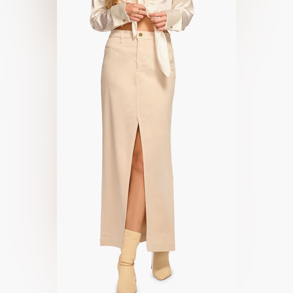 Ramy Brook Xavier Denim Maxi Skirt- in Bone